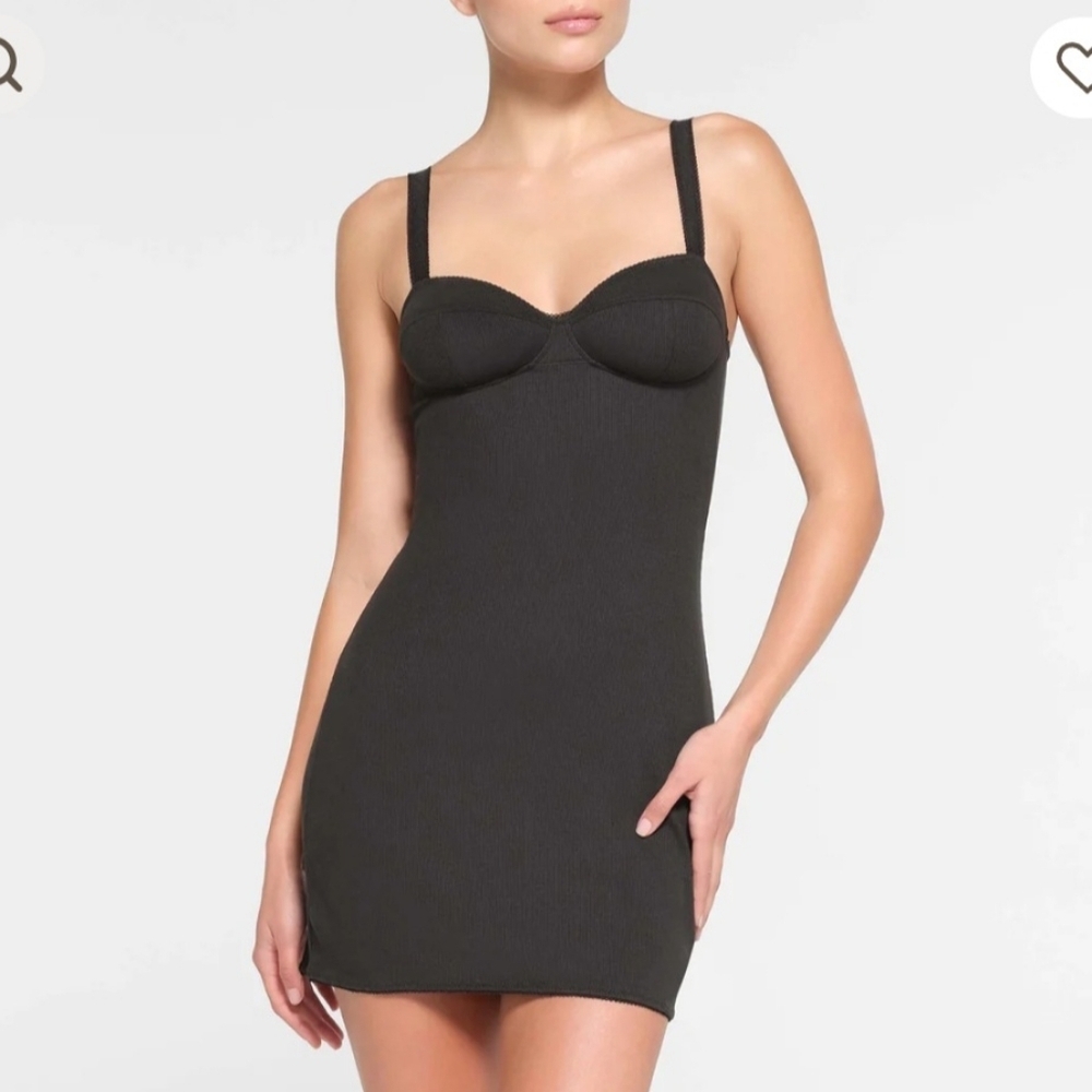 NWT SKIMS COTTON RIB PICOT CAMI MINI DRESS